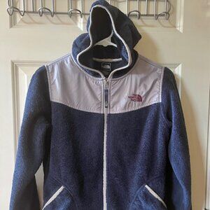 THE NORTH FACE: YOUTH GIRLS NAVY/GRAY TRIM 'OSO HOODIE'-SIZE LARGE (14/16)